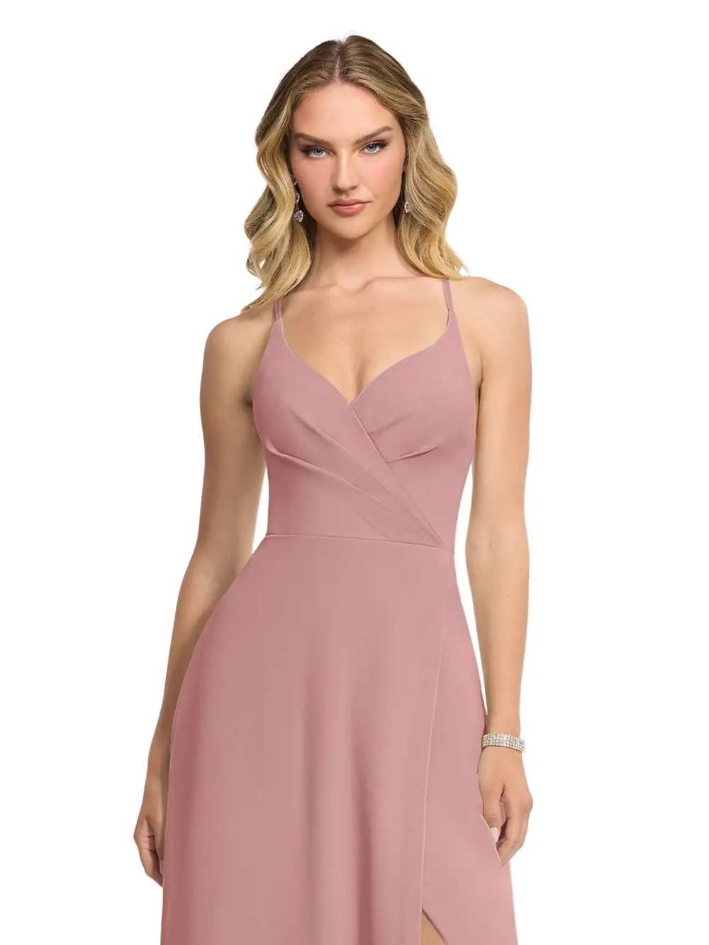 NWT Azazie Dusty Rose Spaghetti-Strap V-Neck Bridesmaid Dress